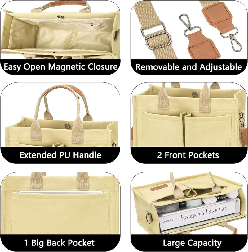 ZHMO Canvas Tote Bag for Women,Women's Bags Crossbody Bags Work Laptop Tote Bag Large Handbags Purse for Travel Nurse Teacher - Image 4